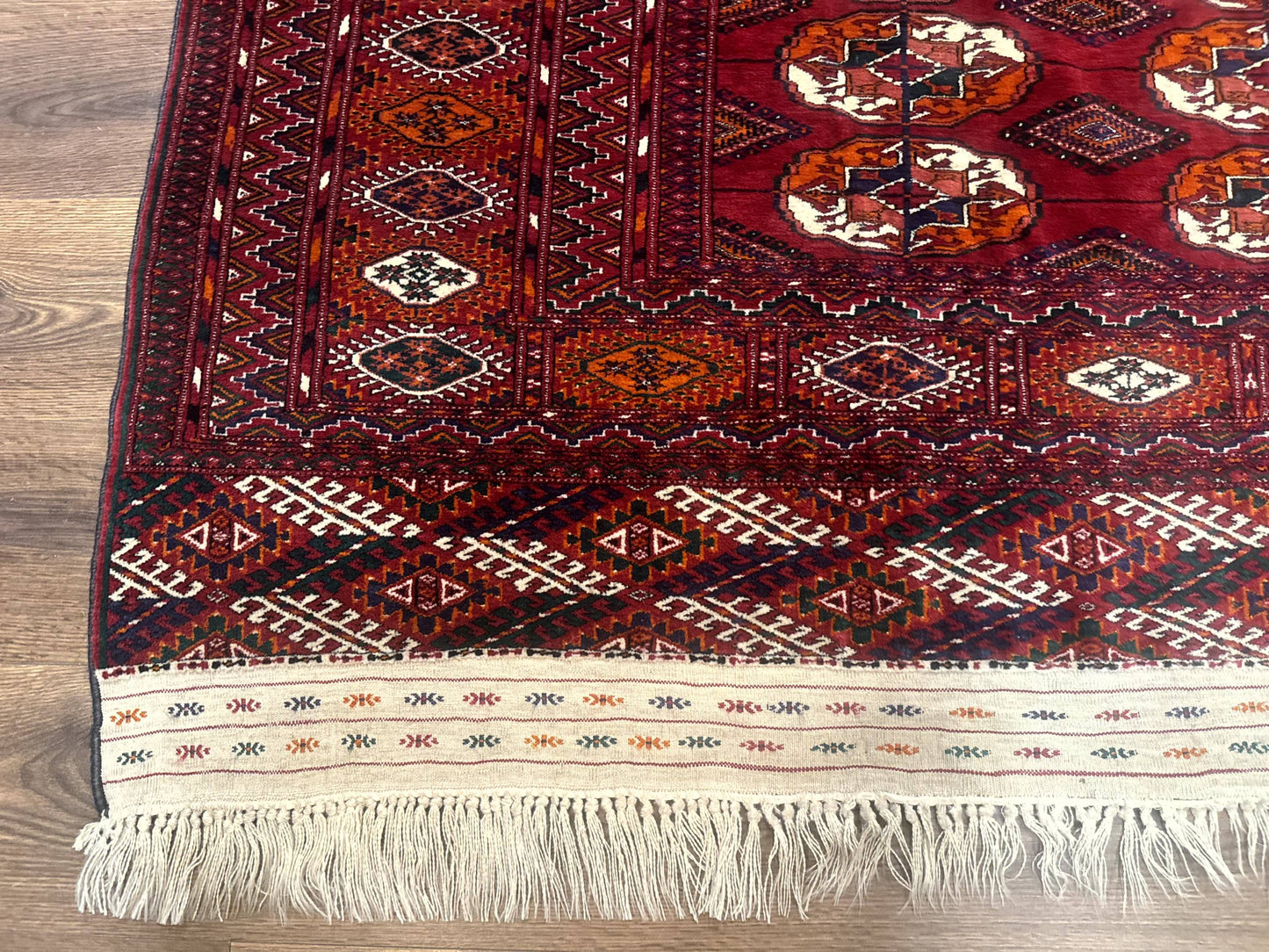 Persian Turkoman Rug 7x9, Red Tribal Carpet