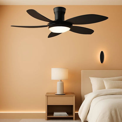 48 Inch Black Ceiling Fan With DC Motor Remote LED