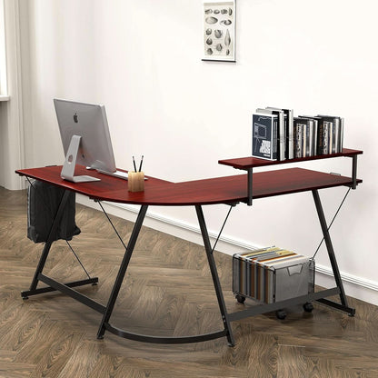 Vista L Shape Desk With Adjustable Monitor Stand Cherry