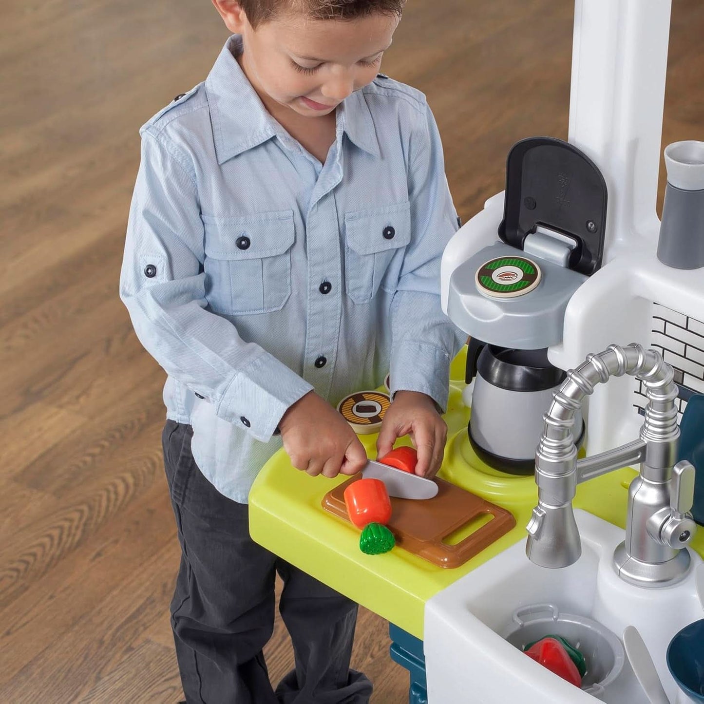 Durable Plastic Kids Kitchen Playset Bright Lights