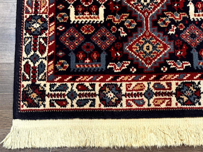 Small Karastan Rug 3x4, Yuruk Collection, Wool, Tribal, Geometric, Navy Blue