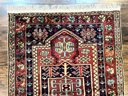 Antique Turkish Sparta Rug 3x4, Geometric Caucasian Pattern, Vintage Handmade Tribal Wool Carpet