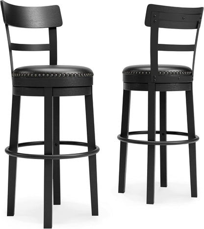 Valebeck 30.38 Black Upholstered Pub Height Swivel Barstool