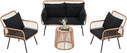 Stylish Four Piece Outdoor Wicker Patio Furniture Set