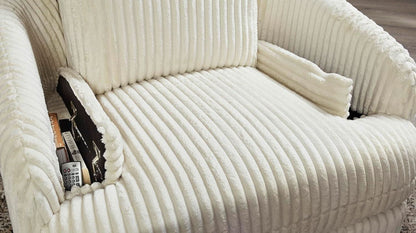 White Modern Swivel Glider Recliner With Hidden Storage