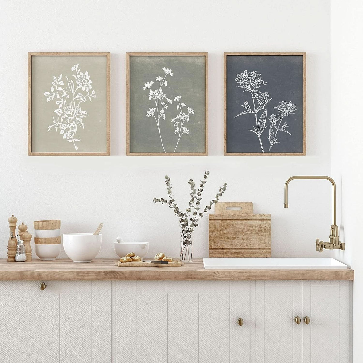 Framed Botanical Wall Art Set Of 4 With Walnut 10x10 Frames