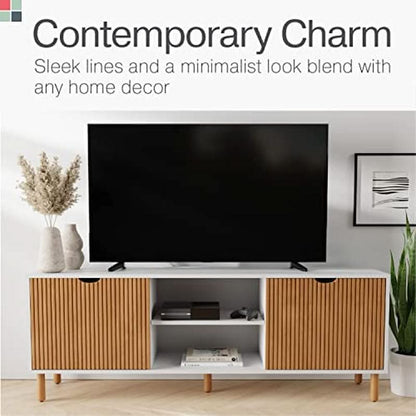 Modern 70 Inch TV Stand With Durable Adjustable Shelves