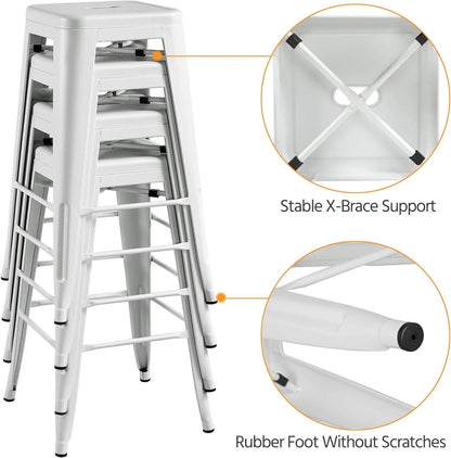30 Inch Stacking Metal Bar Stool Indoor Outdoor Use
