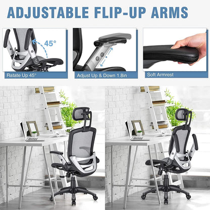 Ergonomic Adjustable High Back Mesh Office Chair Grey