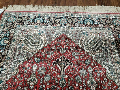 3' X 5' Vintage Fine Handmade India Oriental Kashmir Silk Rug 400 KPSI Wow