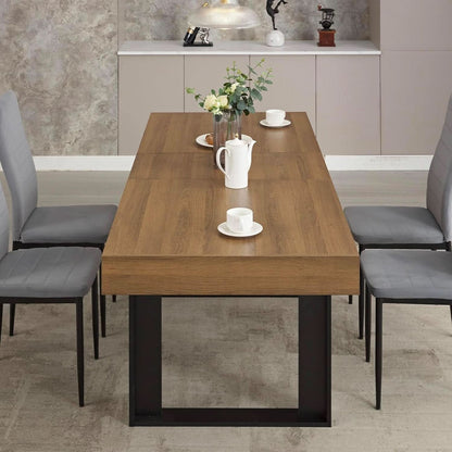 63 Inch Extendable Dining Table Walnut Brown Dining Room