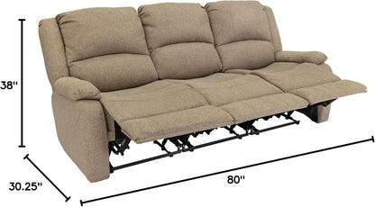 Charles 80In Triple Recliner RV Sofa Oatmeal Zero Wall
