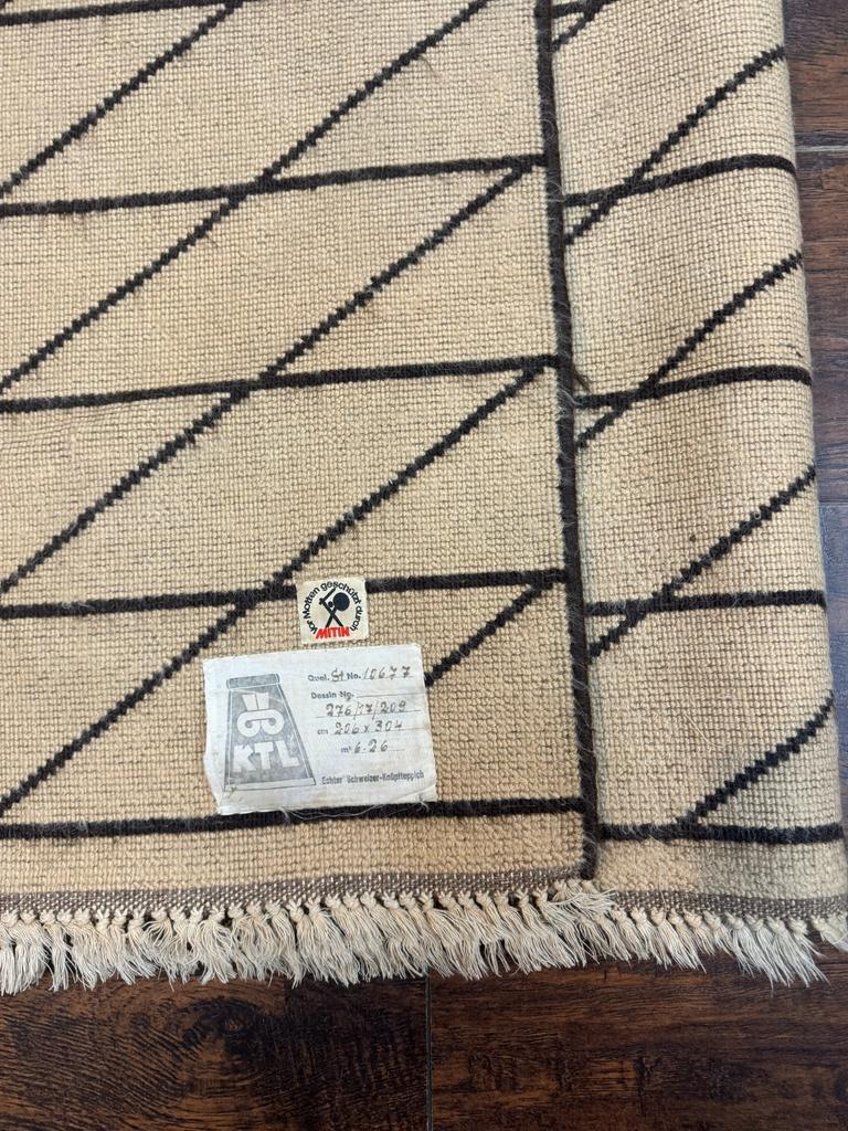 German Rug 7x10, Vintage Handmade Carpet, Contemporary