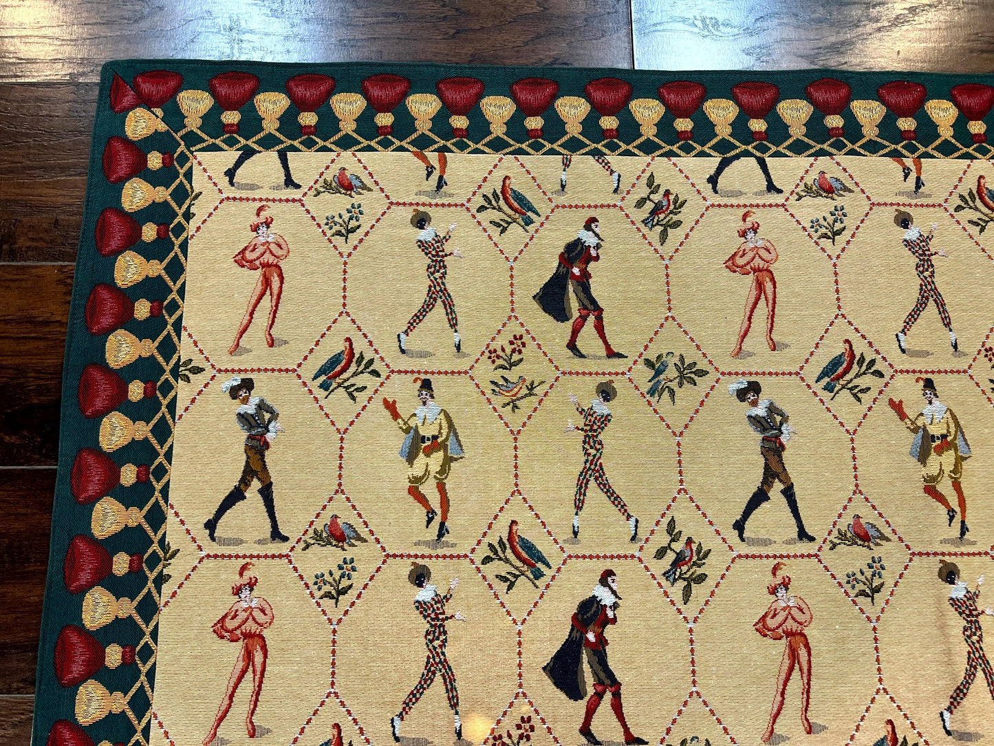 Square Tapestry 5x5, Wall Hanging, Human Pictorials, Court Jesters, Vintage