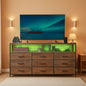 55 Inch Rustic Brown 9-Drawer Entertainment Dresser