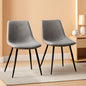 Dining Chairs Set Of 2 Grey Faux Leather With Metal Legs