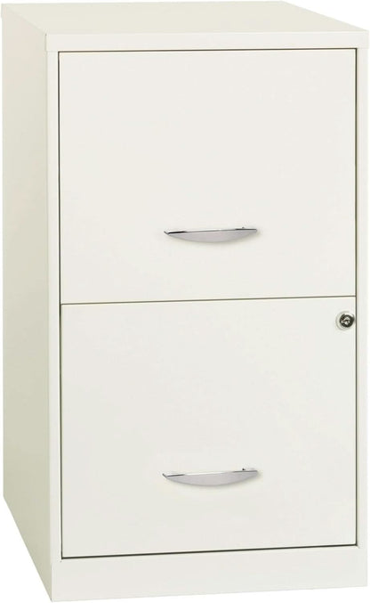2-Drawer File Cabinet White 14.2 X 18 X 24.5 Inches Locking Drawers Steel Enamel