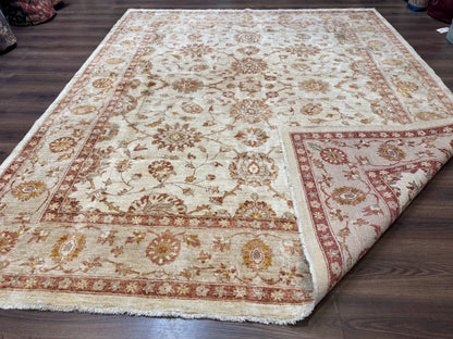 Pakistani Peshawar Rug 8x10, Pak Persian Traditional Oriental Carpet, Handmade, Wool, Allover Pattern
