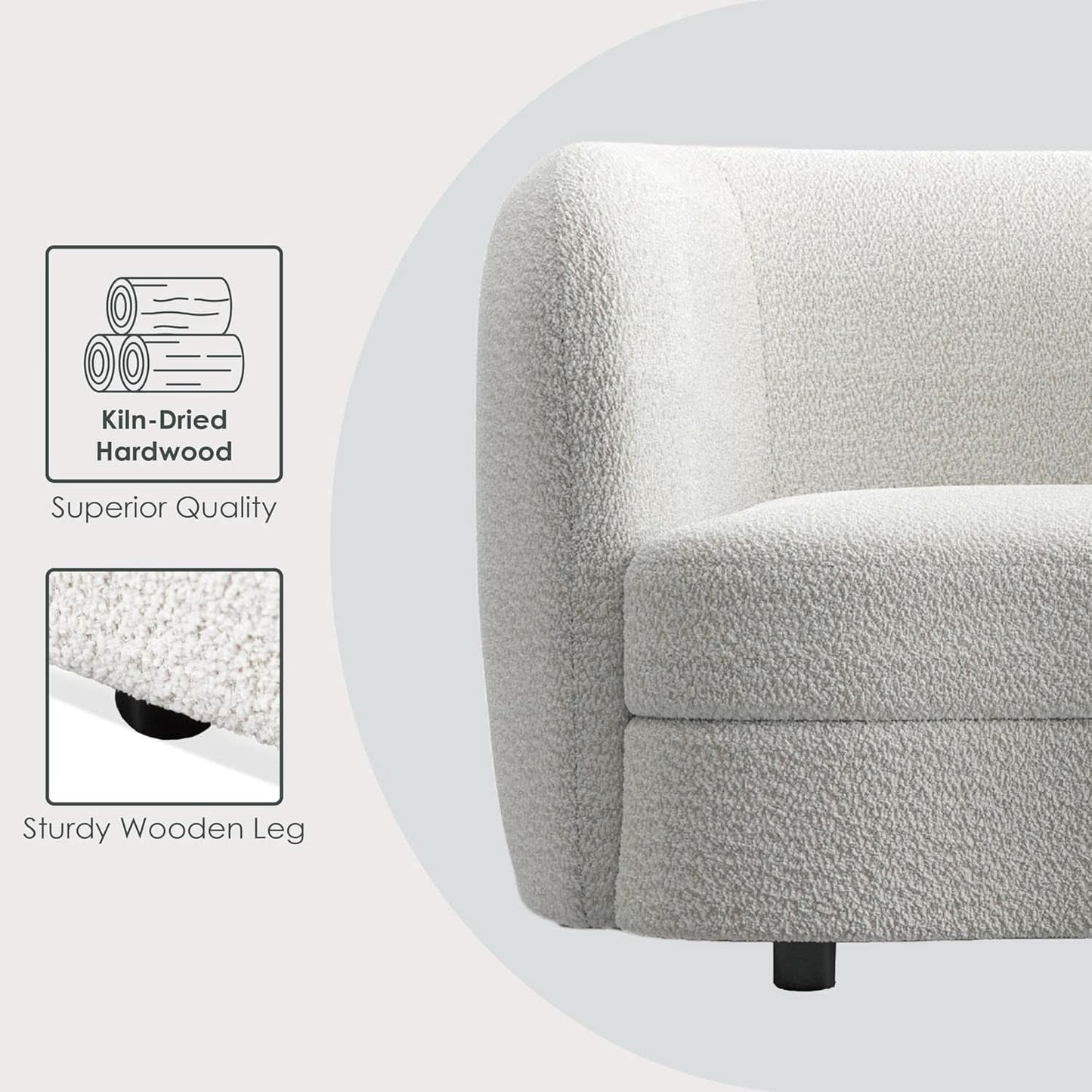 Nimiane Boucle 3 Piece Sofa Set Off White Modern Collection