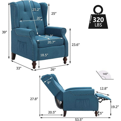 Wingback Recliner Chair With Massage And Heat Living Room