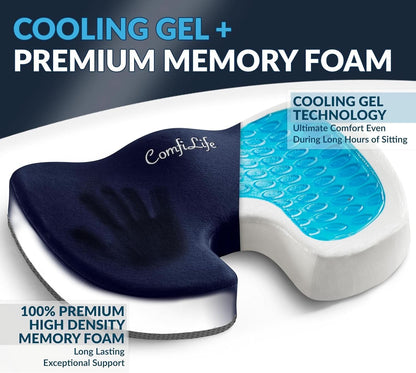 Gel Memory Foam Seat Cushion For Office Chair Navy