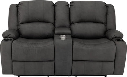 67 Inch Powered Wall Hugger Recliner Sofa Gunmetal Fabric