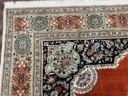 Persian Rug 11x13, Semi Open Field, Soft Wool Pile, Vintage Persian Carpet, Persian Tabriz Tabatabai