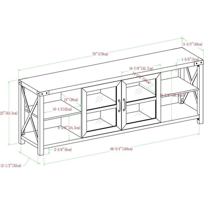 Rustic Modern 70 Inch TV Console With Open Shelves