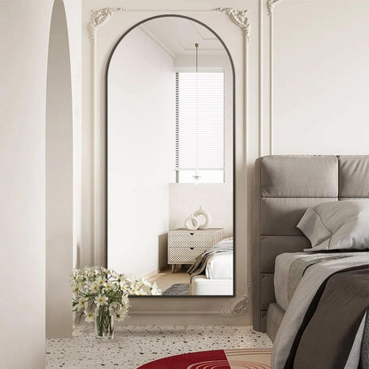 30x71 Inch Arched Full Length Mirror Black Aluminum Frame