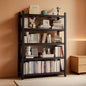 5 Tier Metal Wide Bookshelf Black Tall 72 Inch High