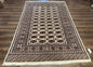 Pakistani Turkoman Rug 6x9, Cream and Red Hand Knotted Wool Oriental Carpet, Yamud Rug, Tribal Rug 6 x 9, Bohemian Area Rug, Bokhara Rug