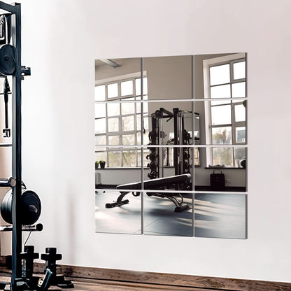 14 By 12 Inch Home Gym Mirror Tile Set For Wall 12 Pcs