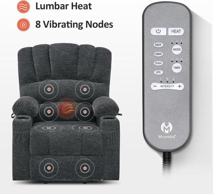 Dark Grey Power Lift Recliner With Massage And USB Charging