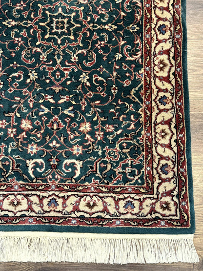 Dark Green Indo Persian Rug 2.5 x 4, Hand Knotted Wool Small Oriental Carpet