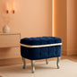 Blue 29.5 Inch Upholstered Storage Ottoman Cushion