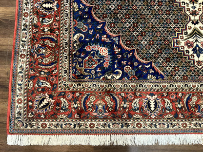 Persian Rug 7x10, Bakhtiari Saman Rug, Unique Design and Colors, Ivory Red Blue, Large Tribal Rug
