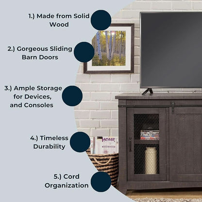 Sierra 65 Inch Grey TV Stand for Living Room Console