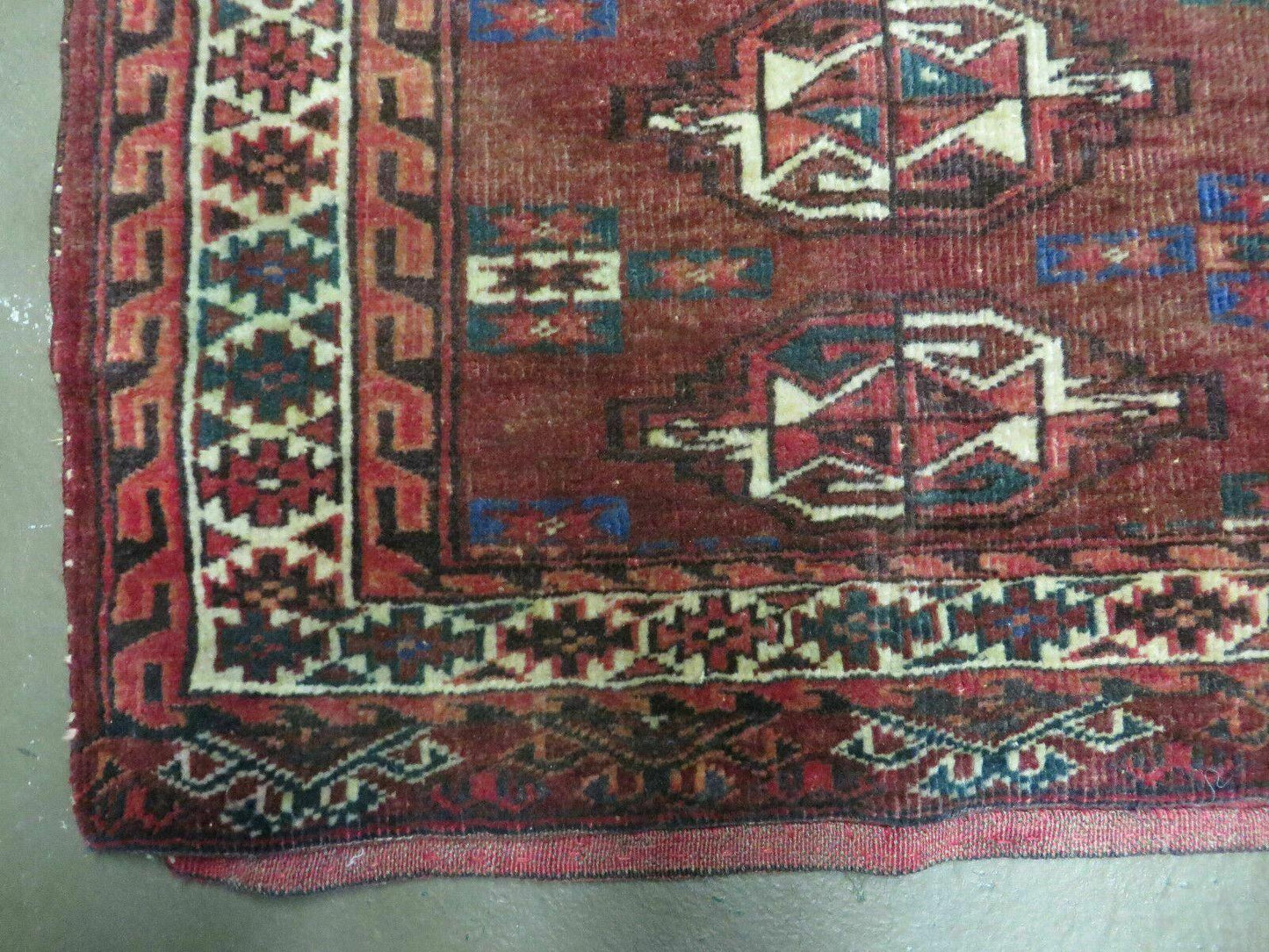 2.5' X 4' Antique Handmade Bokhara Turkoman Yamud Wool Rug Kilim Backing NICE