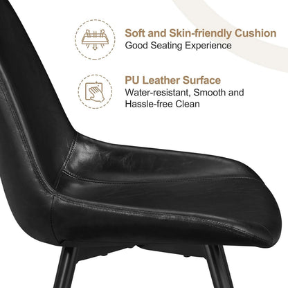Mid Century Black Faux Leather Dining Chairs Set Of 2