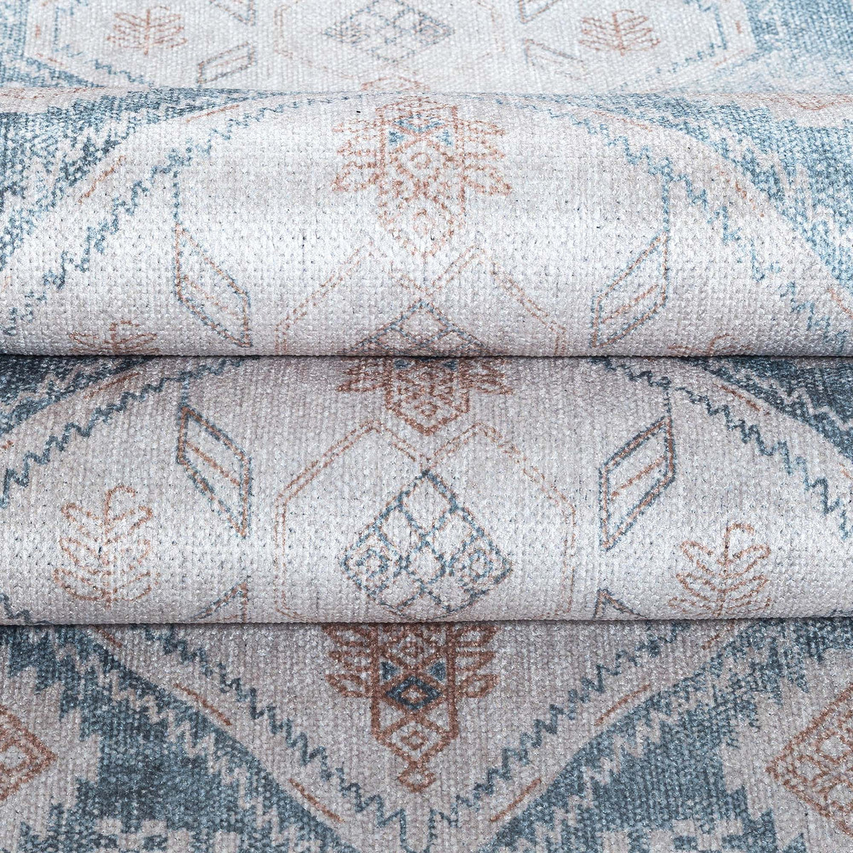 Samara Cream Blue Distressed Turkish Rug