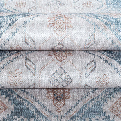 Samara Cream Blue Distressed Turkish Rug
