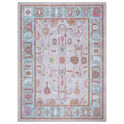 Joelle Pink Blue Modern Oushak Rug