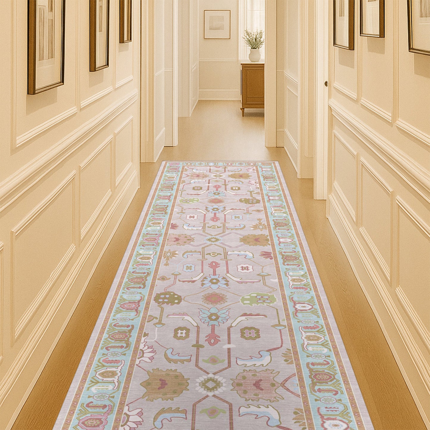 Joelle Pink Blue Modern Oushak Rug