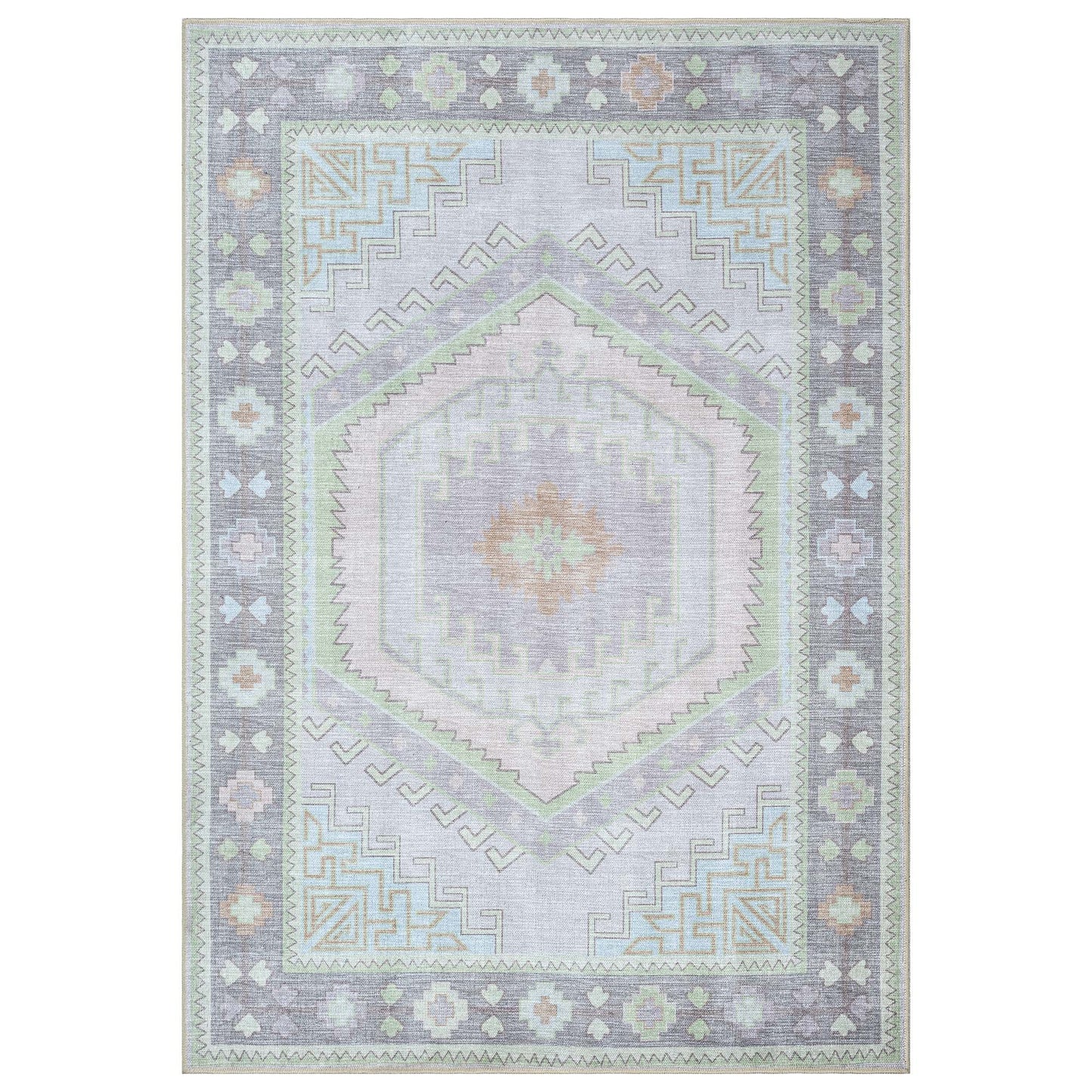 Eloise Faded Pastel Green Modern Oushak Rug