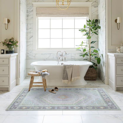 Eloise Faded Pastel Green Modern Oushak Rug