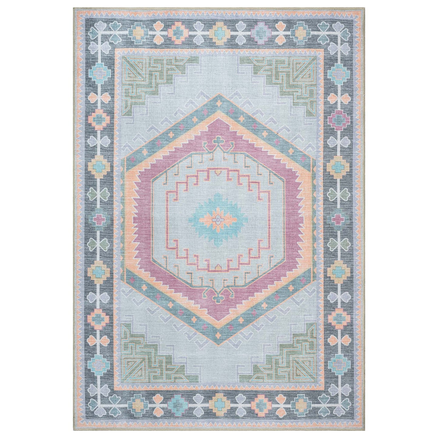 Kyra Green Pink Aesthetic Oushak Rug