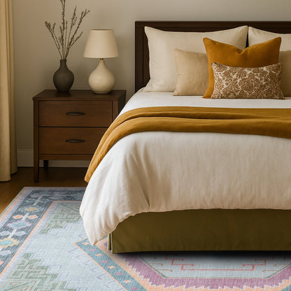 Kyra Green Pink Aesthetic Oushak Rug