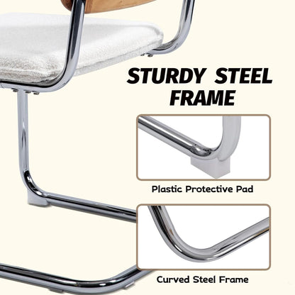 Modern Cesca Cane Dining Chairs With White Boucle Seat