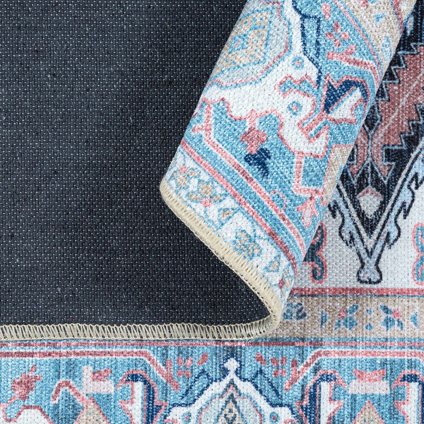 Marielle Navy Pink Heriz Modern Persian Rug