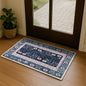 Marceline Navy Blue Floral Turkish Kilim Rug